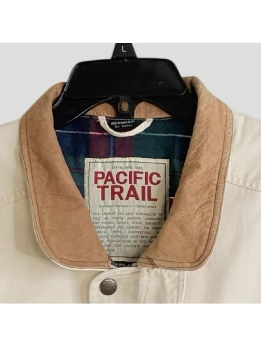 Wintage  Men's L Heavy Duty Canvas Trucker Workwear Beige Vest Flannel lining - Picture 4 of 8